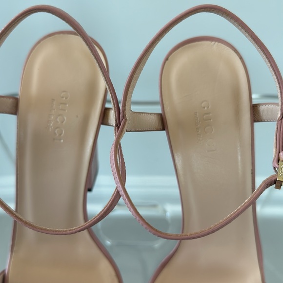 Authentic Gucci Pink Leather Horsebit Ankle Strap Platform Heels Sandals - Picture 7 of 11